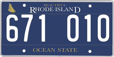RI license plate 671010