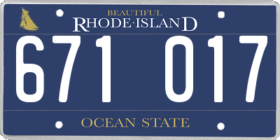 RI license plate 671017
