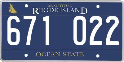 RI license plate 671022