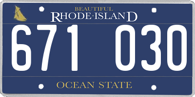 RI license plate 671030