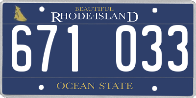RI license plate 671033