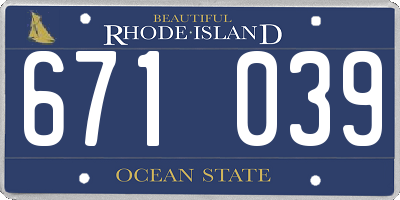 RI license plate 671039