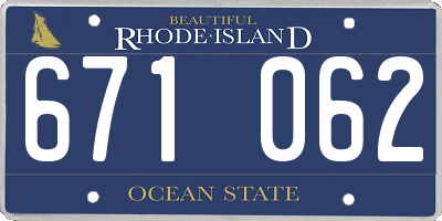 RI license plate 671062