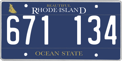 RI license plate 671134