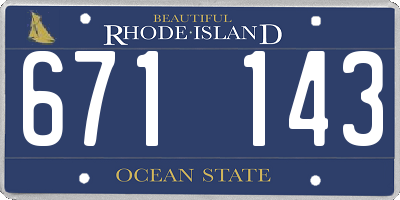 RI license plate 671143