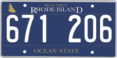 RI license plate 671206