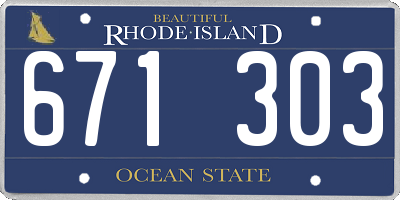 RI license plate 671303