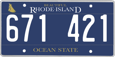 RI license plate 671421