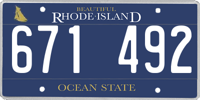 RI license plate 671492