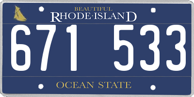 RI license plate 671533