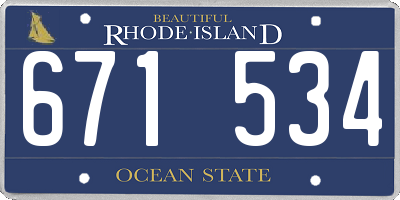 RI license plate 671534
