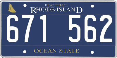 RI license plate 671562