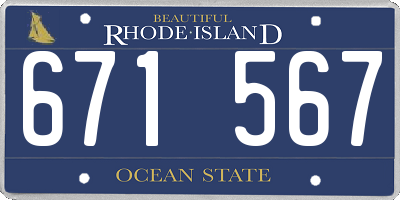 RI license plate 671567