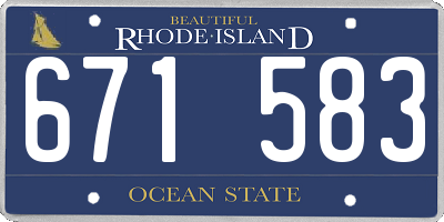 RI license plate 671583