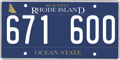 RI license plate 671600