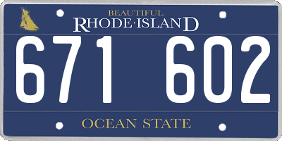 RI license plate 671602