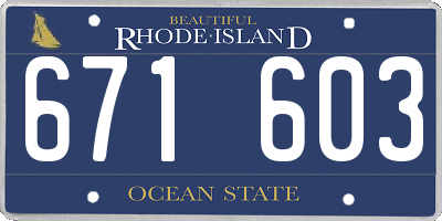 RI license plate 671603