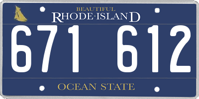 RI license plate 671612