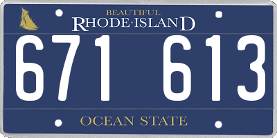 RI license plate 671613