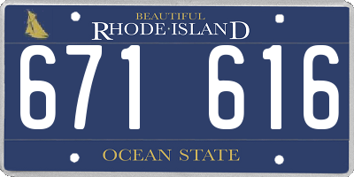 RI license plate 671616