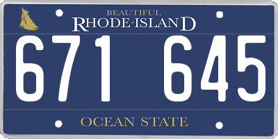 RI license plate 671645