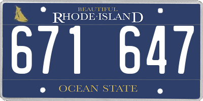 RI license plate 671647