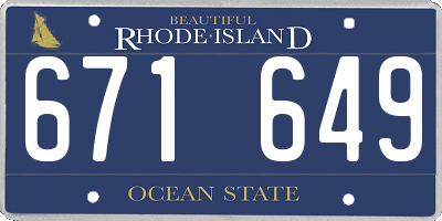 RI license plate 671649
