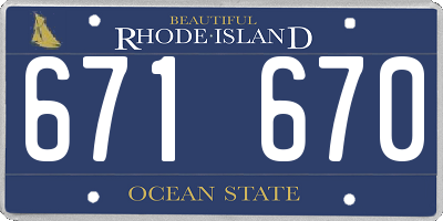 RI license plate 671670
