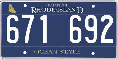 RI license plate 671692