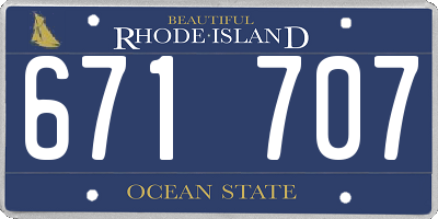 RI license plate 671707