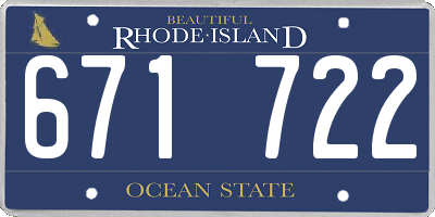 RI license plate 671722