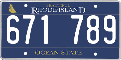 RI license plate 671789