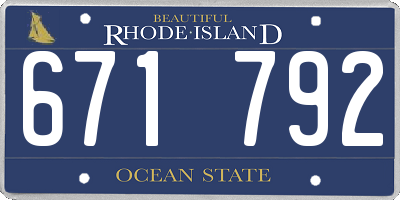 RI license plate 671792