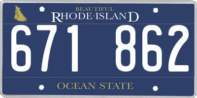 RI license plate 671862