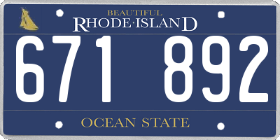 RI license plate 671892