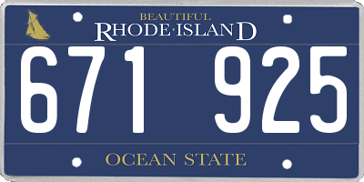 RI license plate 671925