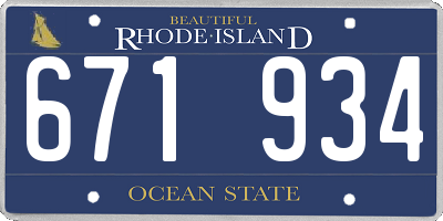 RI license plate 671934
