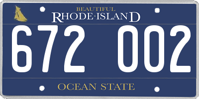 RI license plate 672002
