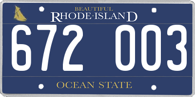 RI license plate 672003