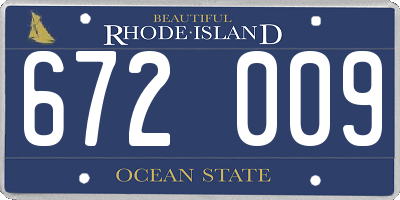 RI license plate 672009