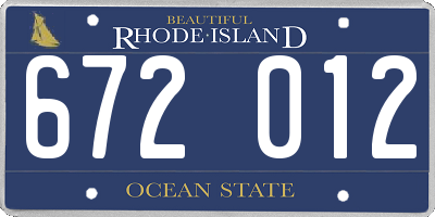 RI license plate 672012