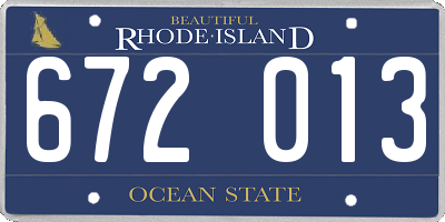 RI license plate 672013