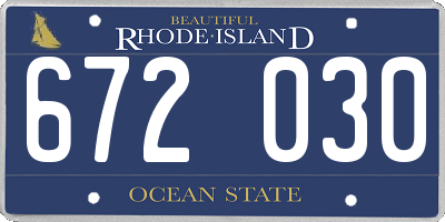 RI license plate 672030