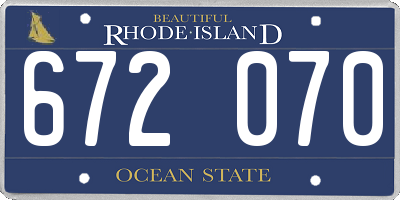 RI license plate 672070