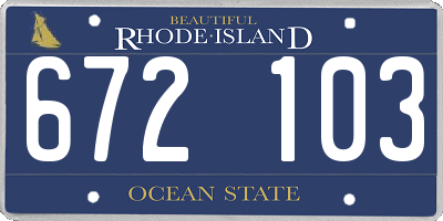 RI license plate 672103