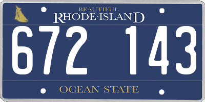 RI license plate 672143