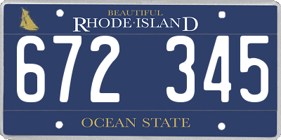 RI license plate 672345