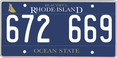 RI license plate 672669