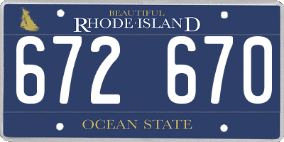 RI license plate 672670