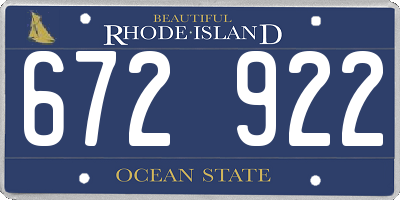 RI license plate 672922